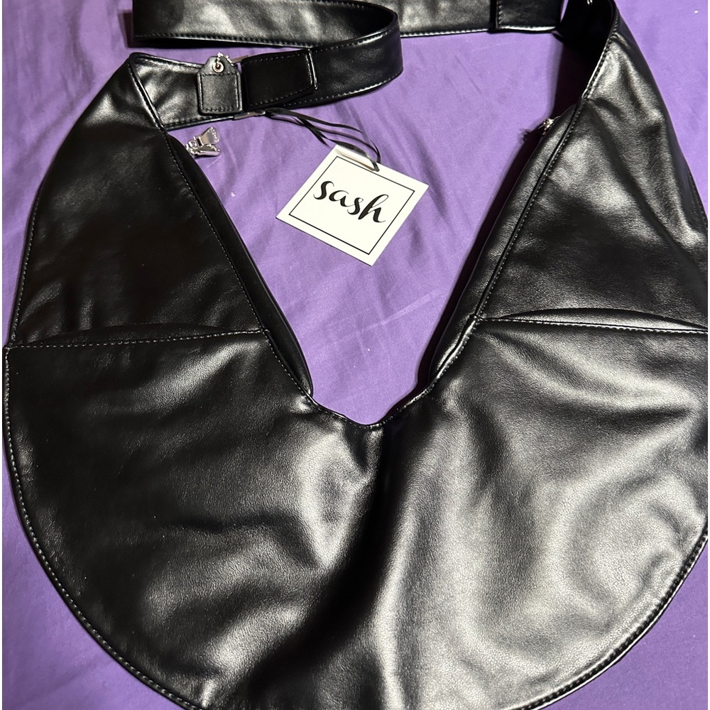 Black faux leather Sash Bag NWT crossbody bag Sashbag